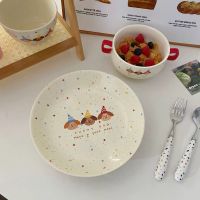 Trendy INS - style Korean - inspired Cartoon Dog Ceramic Plates for Home Use