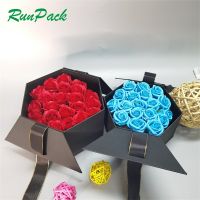 custom design luxury high quality creative special black paper card flower box