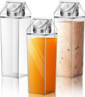 Milk Carton Water Bottle Square Plastic Coffee Portable Reusable Milk Carton Cup Leakproof Juice Bottle