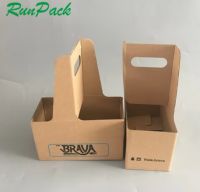 Wholesale Custom Logo Printed Drinks Take Away Coffee Cup Holder Bag Paper Carrier Holder Tray With Handle for 1/2/4 Cups