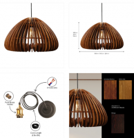 Rounded Ribbed Wooden Pendant Light