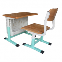 Solid Wood Height-Adjustable School Desk