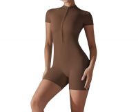 Yoga One-piece Zippered Outfit Short-sleeved & Shorts