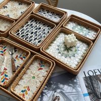 Handmade Rattan Woven Shell Colored Storage