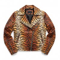 New Winter High Quality OEM Customized Tiger Print Plus Size  Men Genuine Cowhide Leather Jackets For Mens