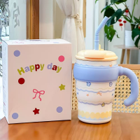 Tumbler With Handle And Straw, Stainless