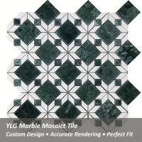 Green Marble Geometric Mosaic Tile Sheet