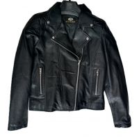 New Women's Fashion Biker Jacket Genuine Sheepskin with Button Girl Shoulders Cropped Zipper Winter Season Short Length 2025