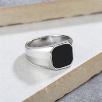 Men ring in stainless steel, wholesale signet onyx ring, square signet band rings