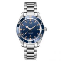 Mechanical Watch Source Factory - Automatic Mechanical Stainless Steel Watch Shaped Modern Coffee Table Tiffany Blue Dial Luxury Metal Frame Tempered Glass Top For Living Room Home Vintage Couple Wrist Watch