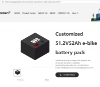 Customized 51.2V52Ah e-bike battery pack