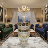 Modern Art Deco Luxury Handmade Crystal Glass Vase Artistic Home Decor Tabletop Centerpiece Diwali