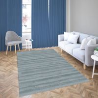 Ice Blue Textured Handloom Carpet