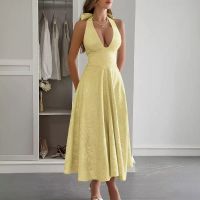 Kaywide Halter Neck Jacquard Midi Casual