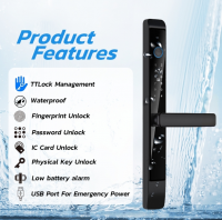 Aluminum Smart Door Lock Fingerprint Password Waterproof Tuya WIFI Keyless Entry