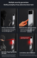 Modern Smart WiFi Door Lock with 3D Face Recognition, Video Intercom, Built-in Camera/Doorbell, Two-Way Audio, Grade C Security, Aluminum Alloy for Wood/Metal Doors