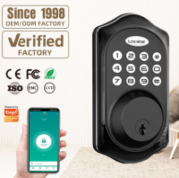 Smart Electronic Tuya Door Lock, WiFi/Bluetooth Enabled, Password/Key/App Control, Grade C Security, Aluminum Alloy for Wooden/Metal Doors
