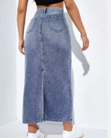 High Quality Women Embroidered Denim Maxi