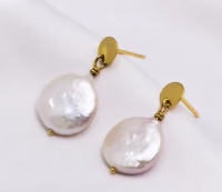 Gold Plated Freshwater Baroque Coin Pearl