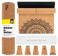 Natural Cork Yoga Mat Anti-Bacterial & Sweat-Absorbent for Hot Yoga