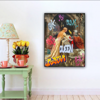 European Retro Vintage American Figure Unframed Paintings, Art Wall Hangings for Stairway, Corridor &amp;amp; Entryway, Living Room Home Decorative Pictures