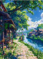 Ghibli Style Anime Summer Scenery Decorative
