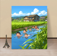 Ghibli Style Anime Summer Scenery Decorative Painting, Aesthetic Ins Style Wall Art Mural for Living Room Bedroom