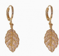 Gold/Silver Plated Leaf Drop Earrings Cubic Zirconia Hoop Earrings for Women Fashion Jewelry