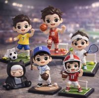 Cute Sports Themed Cartoon Figurine Set, Kawaii Sports Character Resin Collectible Figures