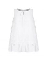 Women's White Sleeveless Eyelet
