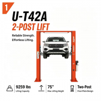 Professional Heavy Duty 2-Post Lifter, 9259Lbs Loaded, Wire Rope Synchronization, Mechanical Protection, Up to 75" Lift Height
