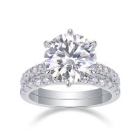 5ct Round Moissanite Engagement Ring 925 Sterling Silver Prong Setting D-Color VVS1 GRA Certified Wedding Jewelry