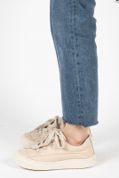 Women's Genuine Leather Lace-Up Casual Shoes / Loafers – Beige