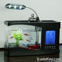 Mini USB LCD Desktop Lamp Light Fish Tank Aquarium Timer LED Clock Con