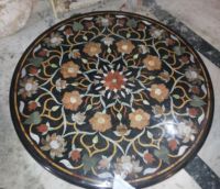 Marble Side Coffee Table Top Inlay Gem Mosaic Floral Home Decoration Table Top