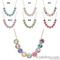 Nine Colorful mood Crystal 18K Gold or Platinum Plated Necklace