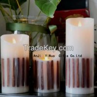 High quality ivory flameless moving wick led candle with remote control