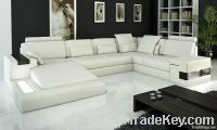 Illuminated corner units of the U-shaped combination leather sofa