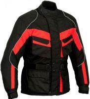 Textile Motorbike Jacket Long Grey & Red