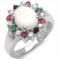 Sophisticated 2.45CTW Genuine Multi. Stone .925 Sterling Silver Ring