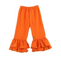 New arrival solid color ruffle baby girls pants for children wear