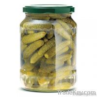 Gherkins -Pickled Cucumbers in Glass Jar