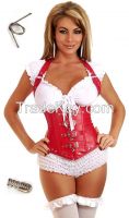 4 Models Sexy Woman Steel Underbust Corset Leather Bustier Shaper