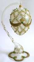 Mouth Blown Glass Faberge Style Christmas Egg OrnamentsMade In Poland