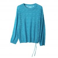 2026 Lady's Woollen Sweater Hollowed-out asymmetrical drawstring