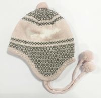 2025 Knitted Winter Children's Earmuff Pom-pom Hat Warm  BSCI RWS