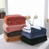 Double Layer striped pattern Navy sherpa fleece thorw blanket