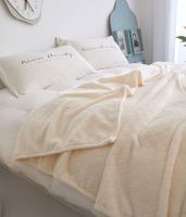 Signle Layer flannel fleece blanket with jacquard pattern cream blanket for air plane