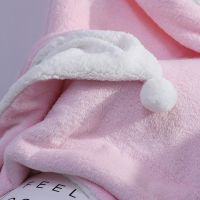 Double Layer flannel and sherpa fleece blanket pink with lovely pompoms for home