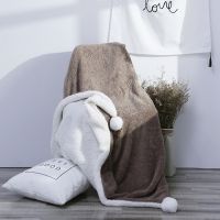 Double Layer flannel and sherpa fleece blanket with lovely pompoms for home